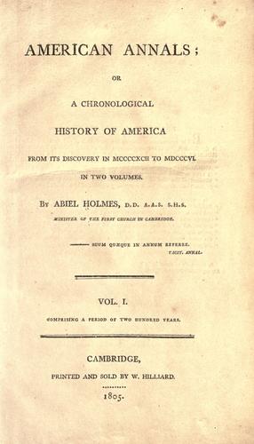 Cover for American annals, or, A chronological history of America from its discovery in MCCCCXCII to MDCCCVI