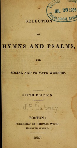 Cover for A Selection of hymns and Psalms, for social and private worship