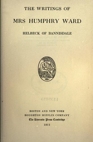 Cover for The writings of Mrs. Humphry Ward.