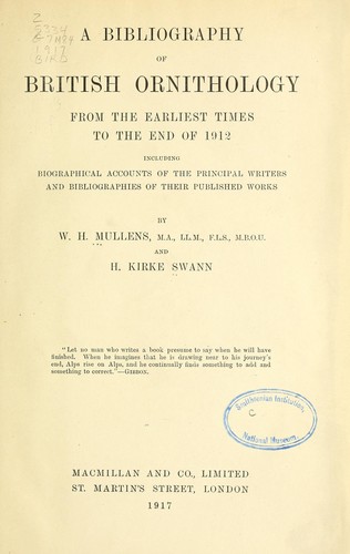 Cover for A bibliography of British ornithology from the earliest times to the end of 1912