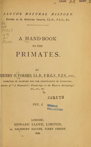 Cover for A hand-book to the primates