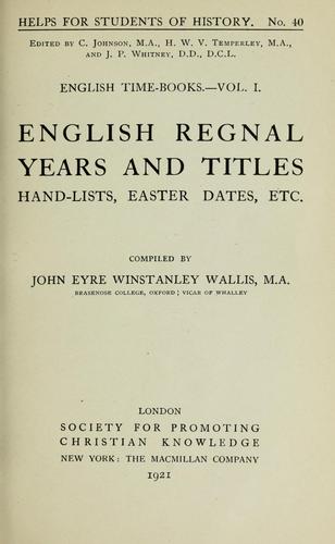 Cover for English regal years and titles