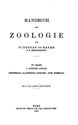 Cover for Handbuch der Zoologie