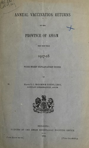 Cover for Annual vaccination returns of the Province of Assam