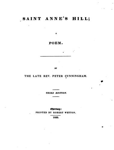 Cover for Saint Anne's Hill: A Poem