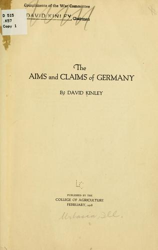 Cover for The aims and claims of Germany