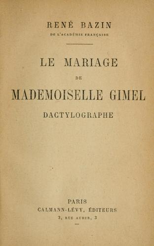 Cover for Le mariage de Mademoiselle Gimel, dactylographe