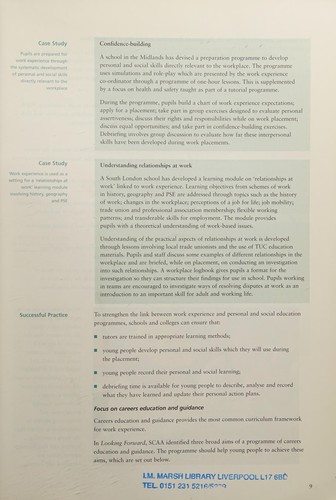 Cover for Learning from work experience