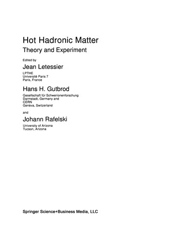 Cover for Hot Hadronic Matter