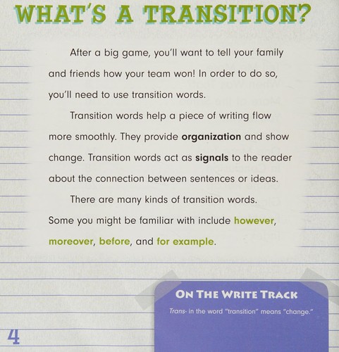 Cover for Transition words with your team