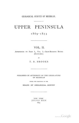 Cover for Iron-bearing Rocks (economic) [of the Upper Peninsula of Michigan]: Appendices ...