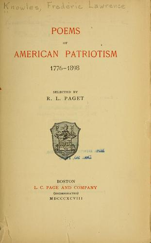 Cover for Poems of American patriotism, 1776-1898