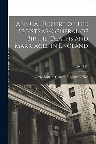 Cover for Annual Report of the Registrar-General of Births, Deaths and Marriages in England; v.10