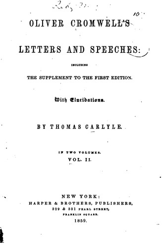 Cover for Oliver Cromwell's Letters and Speeches: Including the Supplement to the First Edition; with ...