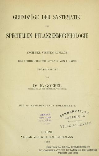 Cover for Grundzüge der Systematik und speciellen Pflanzenmorphologie