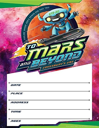 Cover for Vacation Bible School (VBS) 2019 To Mars and Beyond Small Promotional Poster (Pkg of 2): Explore Where God's Power Can Take You!