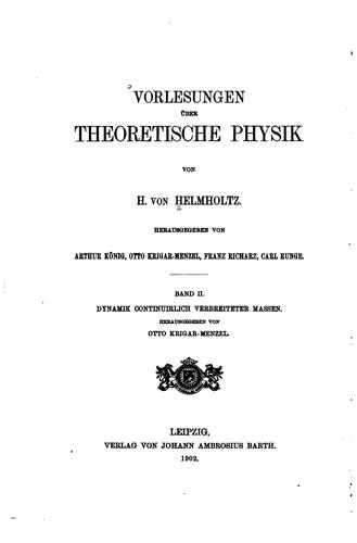 Cover for Vorlesungen über theoretische Physik