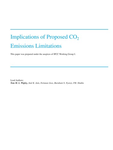 Cover for Implications of proposed CO₂ emissions limitations