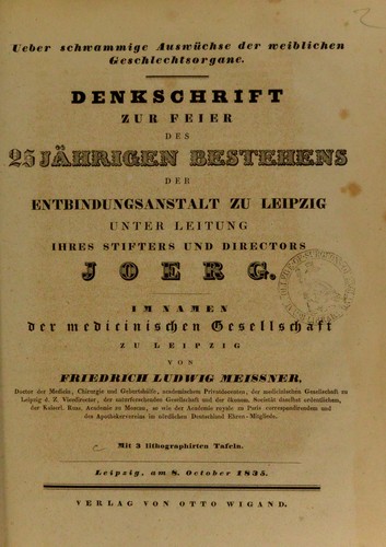 Cover for Ueber schwammige Ausw©ơchse der weiblichen Geschlechtsorgane