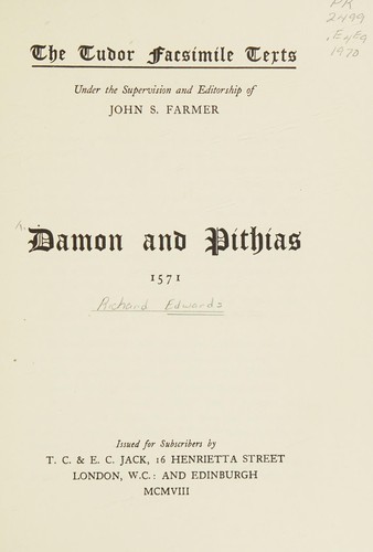 Cover for Damon and Pithias.