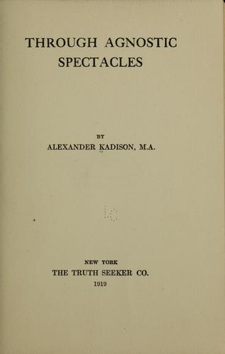 Cover for Through agnostic spectacles