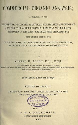 Cover for Commercial organic analysis