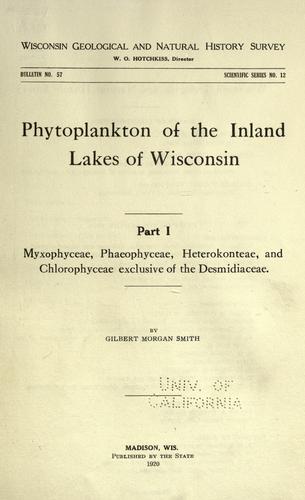 Cover for Phytoplankton of the inland lakes of Wisconsin 