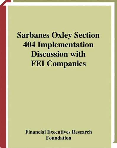 Cover for Sarbanes Oxley section 404 implementation discussion with FEI companies
