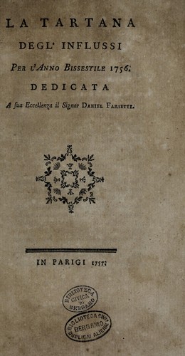 Cover for La tartana degl'influssi per l'anno bissestile 1756
