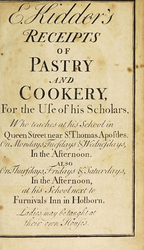 Cover for E. Kidder's receipts of pastry and cookery