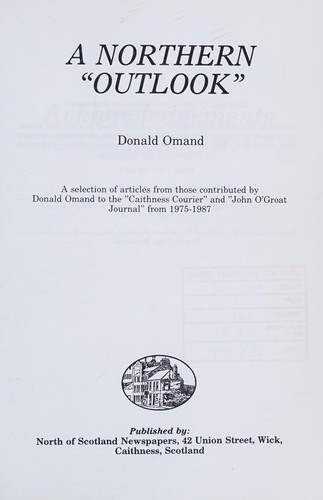 Cover for A northern "outlook"