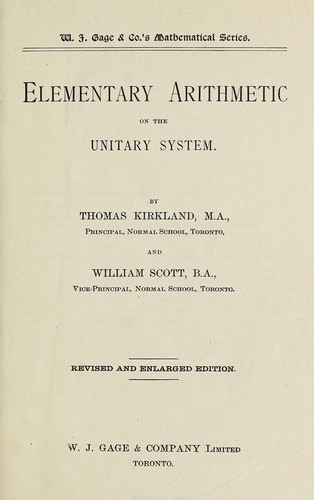 Cover for Elementary arithmetic on the unitary system