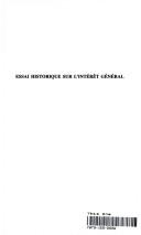 Cover for Essai historique sur l'intérêt général
