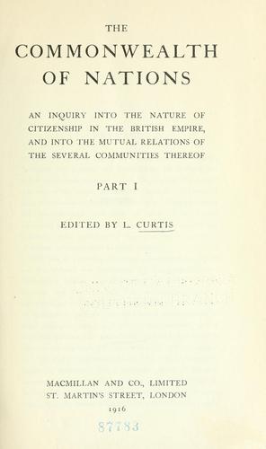 Cover for The commonwealth of nations