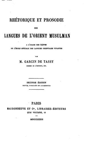 Cover for Rhétorique et prosodie des langues de l'Orient musulman.