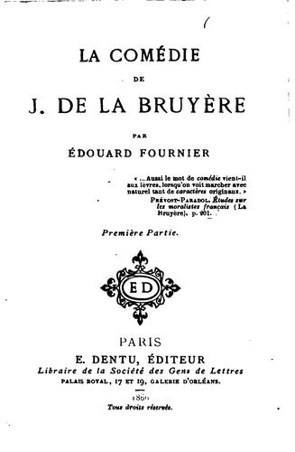 Cover for La comédie de J. de La Bruyère