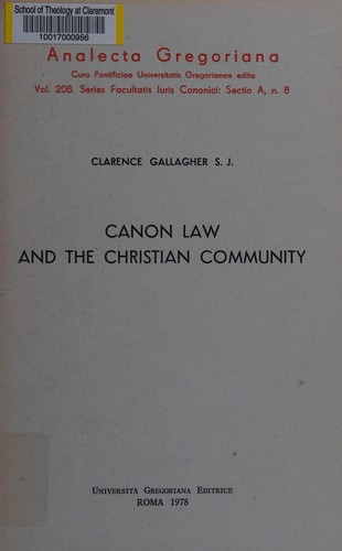 Cover for Canon law and the Christian community