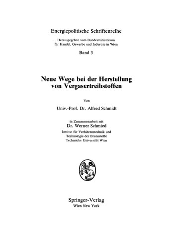 Cover for Neue Wege bei der Herstellung von Vergasertreibstoffen