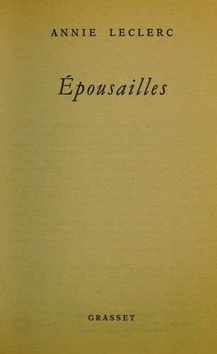 Cover for Epousailles