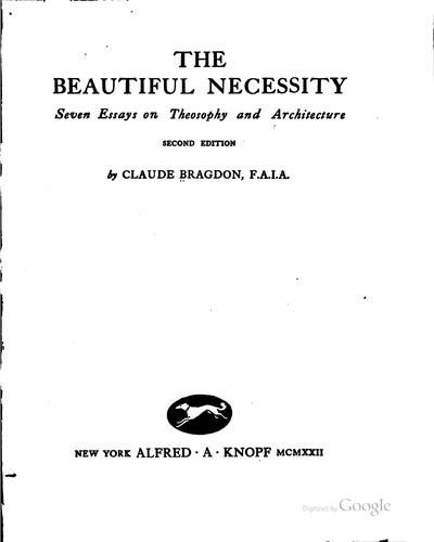 Cover for The Beautiful Necessity: Seven Essays on Theosophy and Architecture