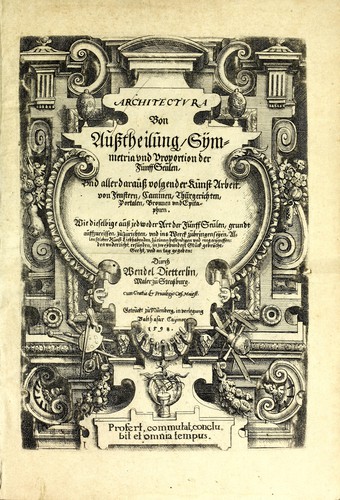 Cover for Architectvra von Ausstheilung, Symmetria vnd Proportion der fünff Seulen
