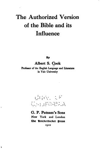 Cover for The authorized version of the Bible and its influence