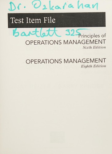 Cover for Test Item File,principles of Operations Management,6ed., Operations Management 8th Ed.