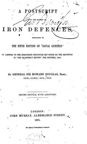 Cover for A Postscript to the Section on Iron Defenses: Contained in the Fifth Edition ...