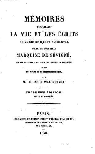 Cover for Mémoires touchant le vie et les écrits de Marie de Rabutin-Chantal: dame de ...