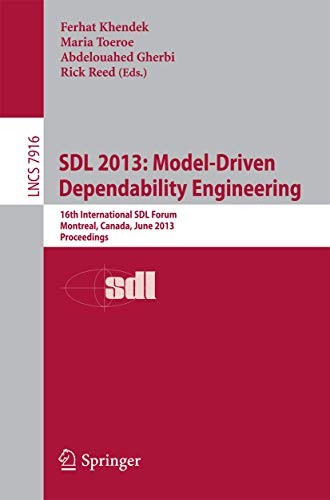 Cover for SDL 2013 : Model Driven Dependability Engineering