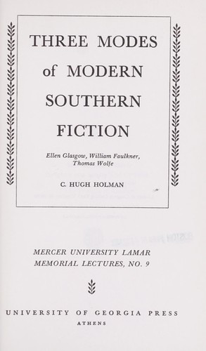 Cover for Three modes of modern Southern fiction