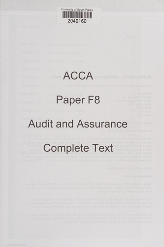 Cover for ACCA Paper F8