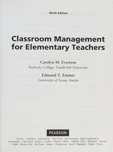 Cover for Classroom management for elementary teachers