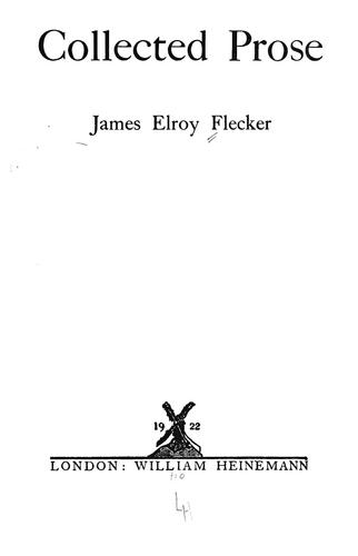 Cover for Collected prose